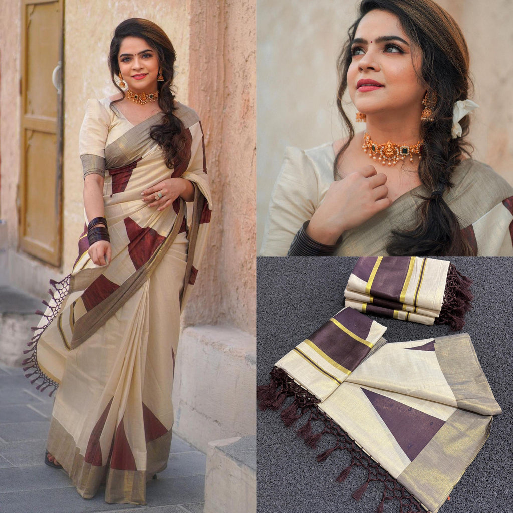 Coffee brown temple saree