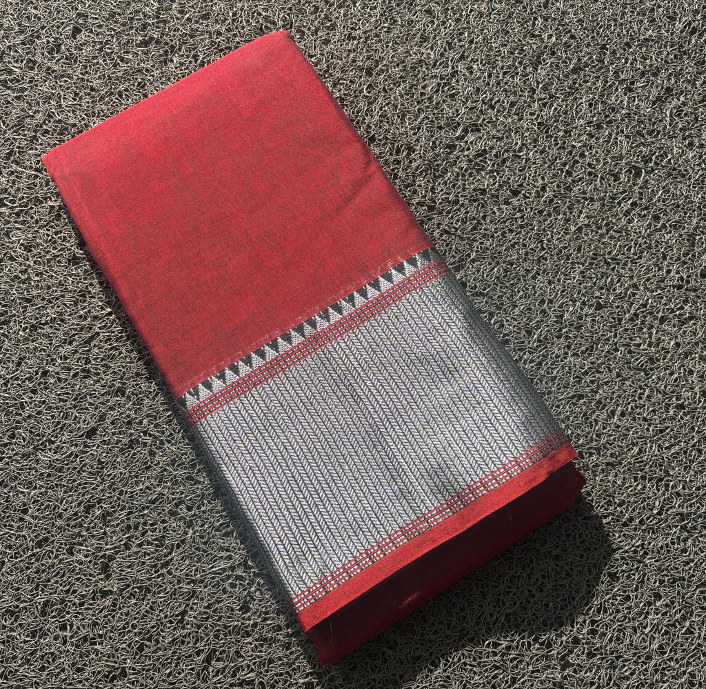 Silver patta border cotton saree