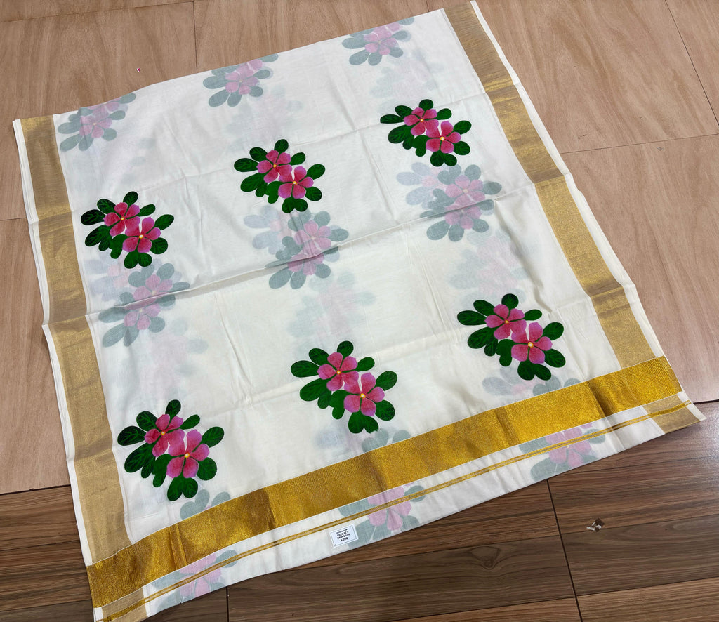 Cotton Nayanthara flower saree There may be slight colorng