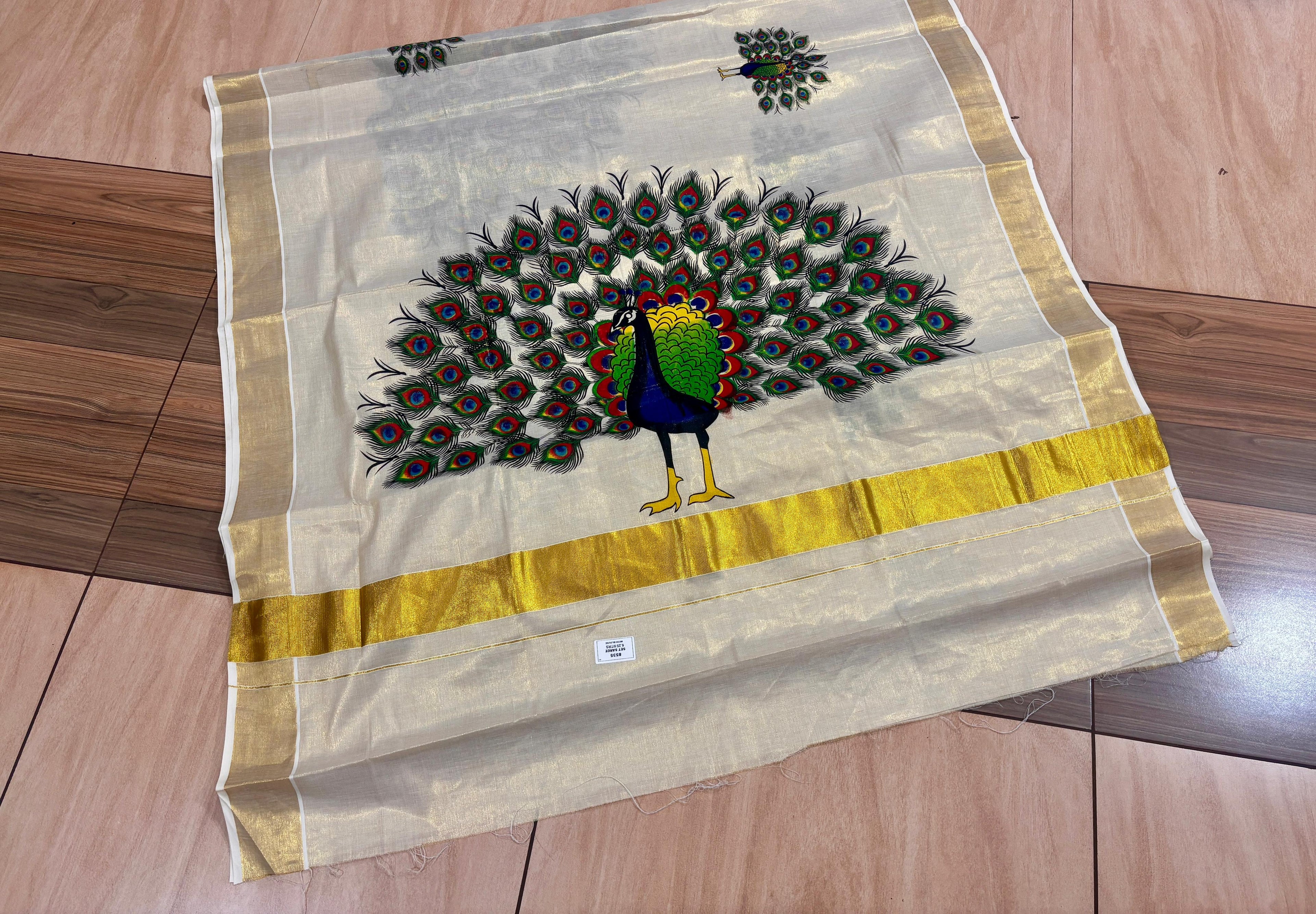 Golden tissue big peacock saree