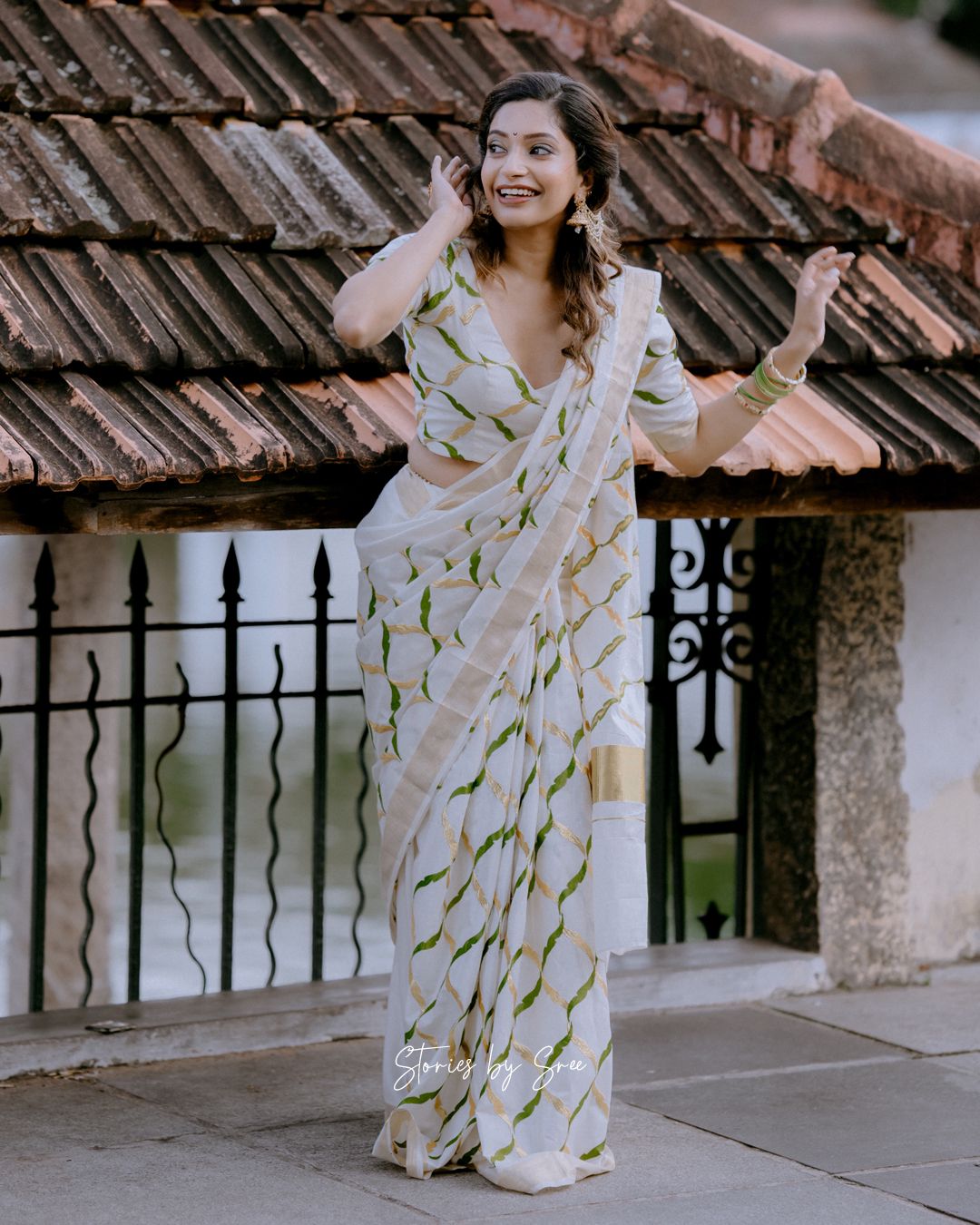 Olive chain saree