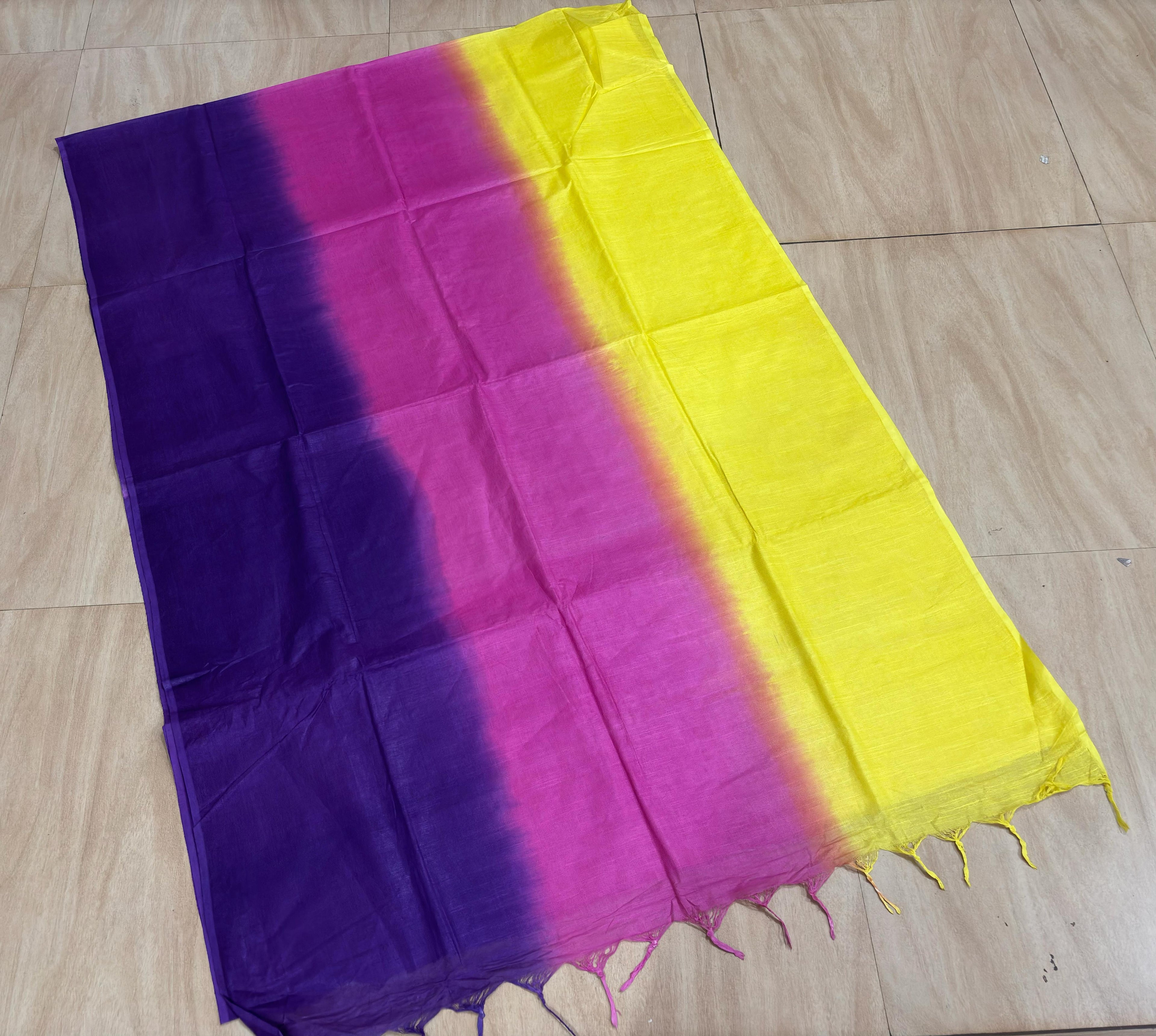 tye and dye borderless pure cotton saree