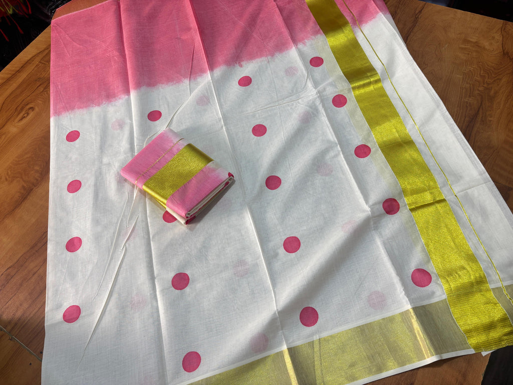 Tye and dye polka set mundu 2.80