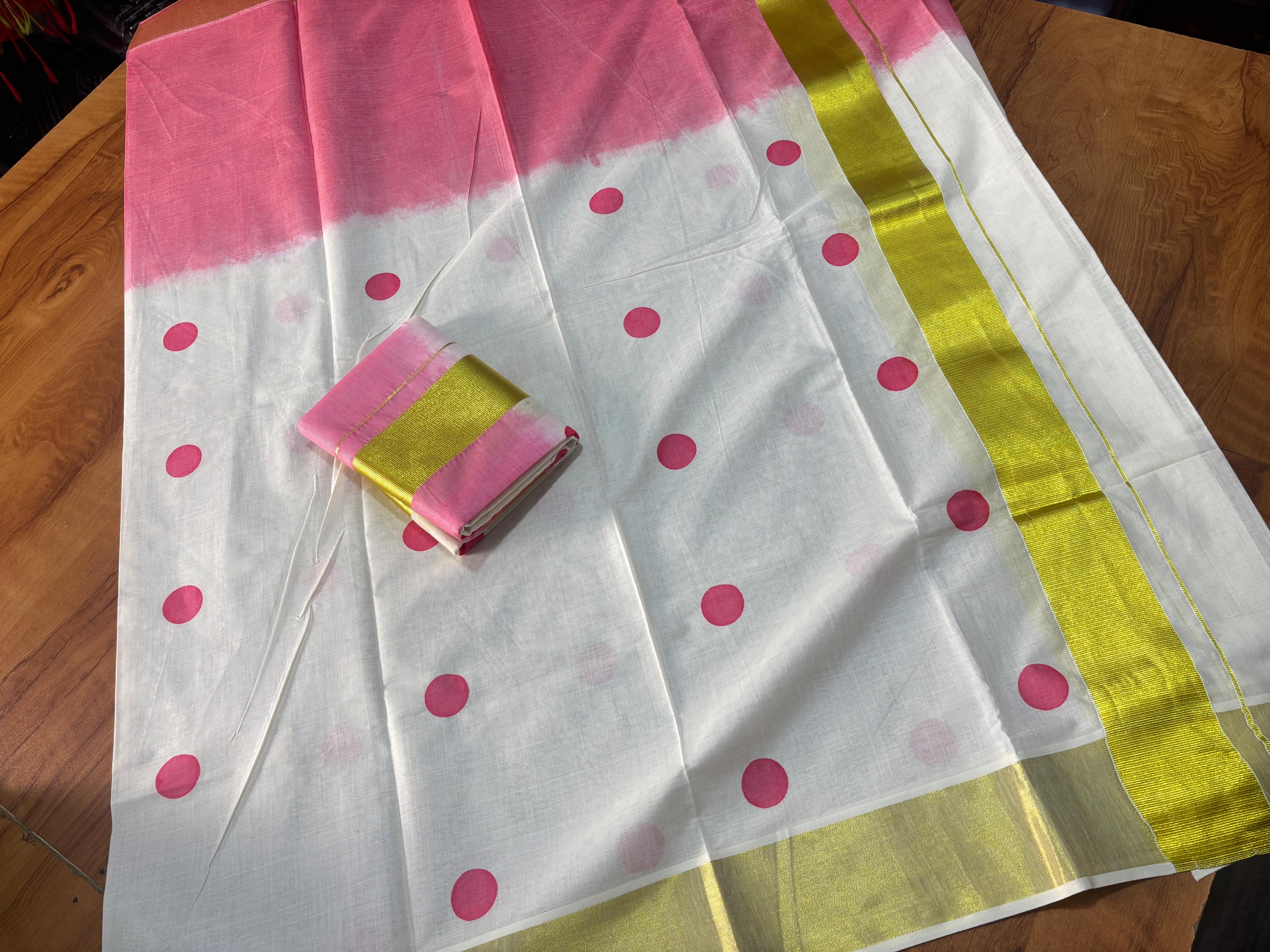 Tye and dye polka set mundu 2.80