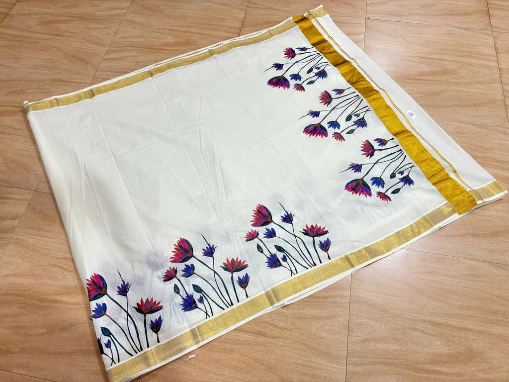 Lotus cotton saree