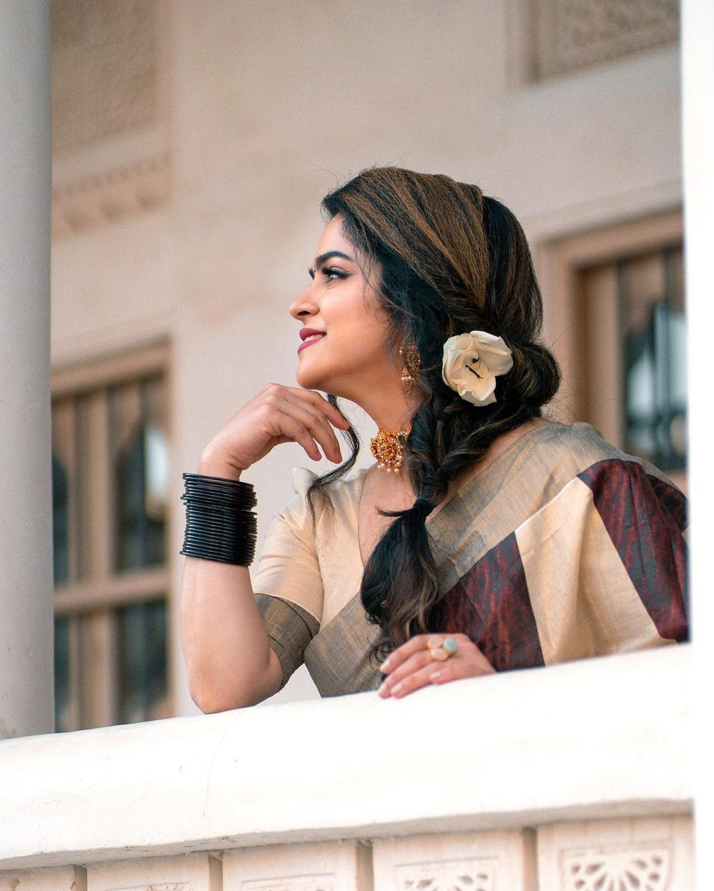 Coffee brown temple saree