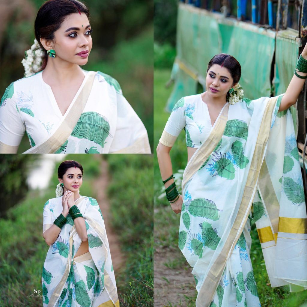 Green leaf saree