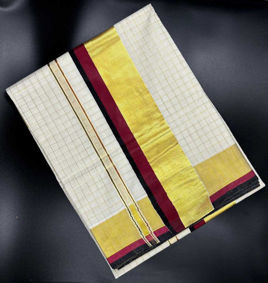 Premium check color border saree handloom replica