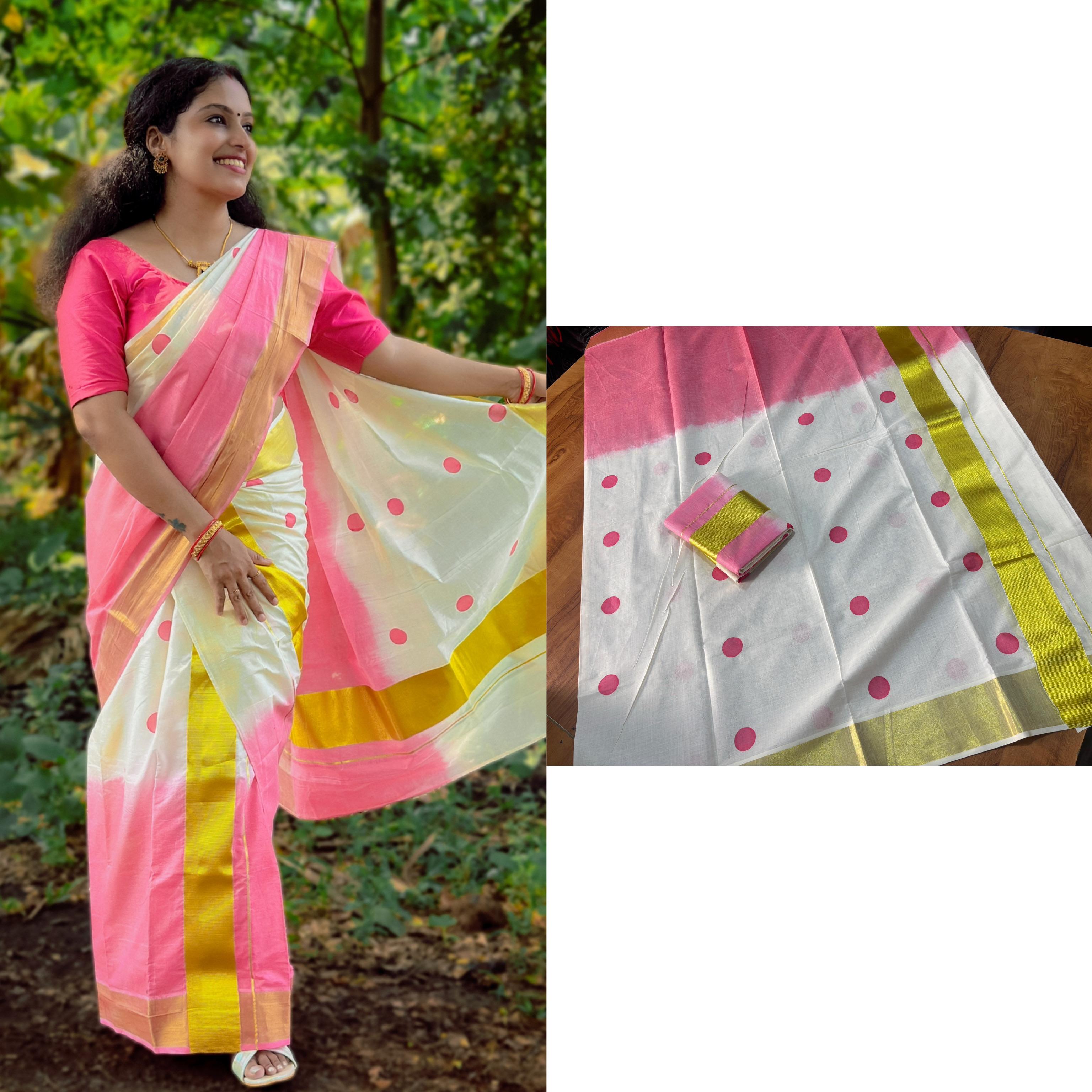 Tye and dye polka set mundu 2.80