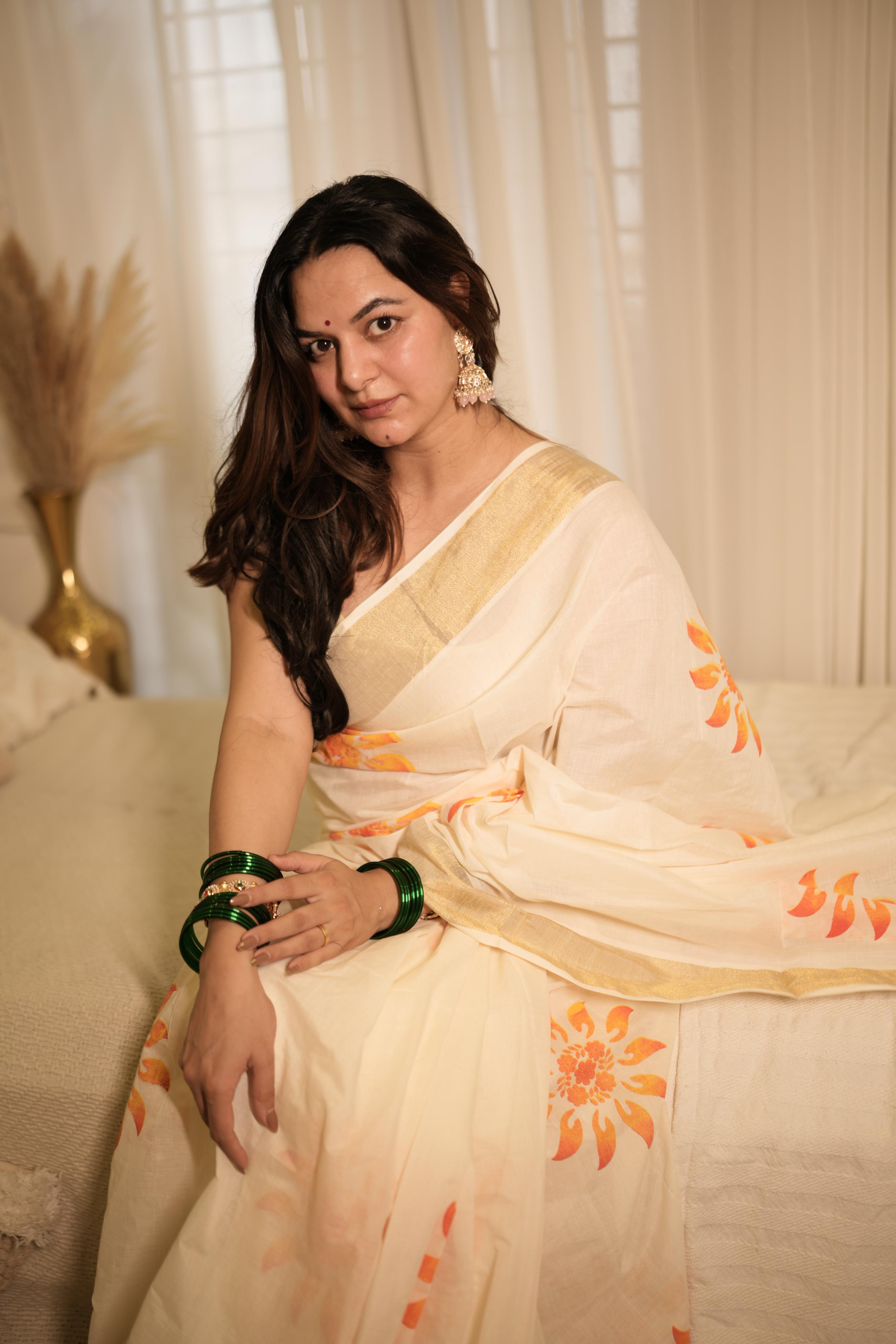 Cotton sunflower saree