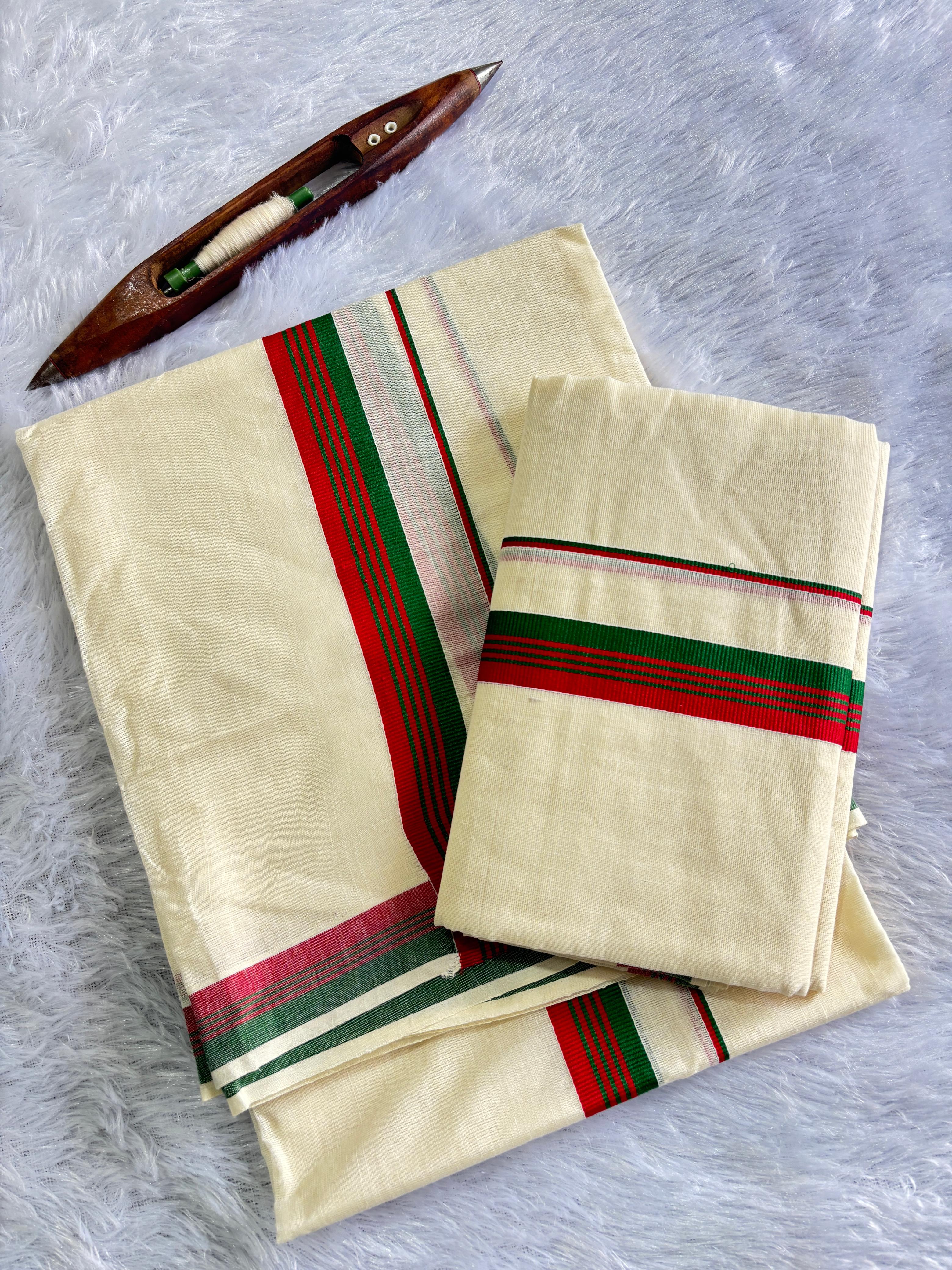 1 inch double colour fancy set mundu 2.80