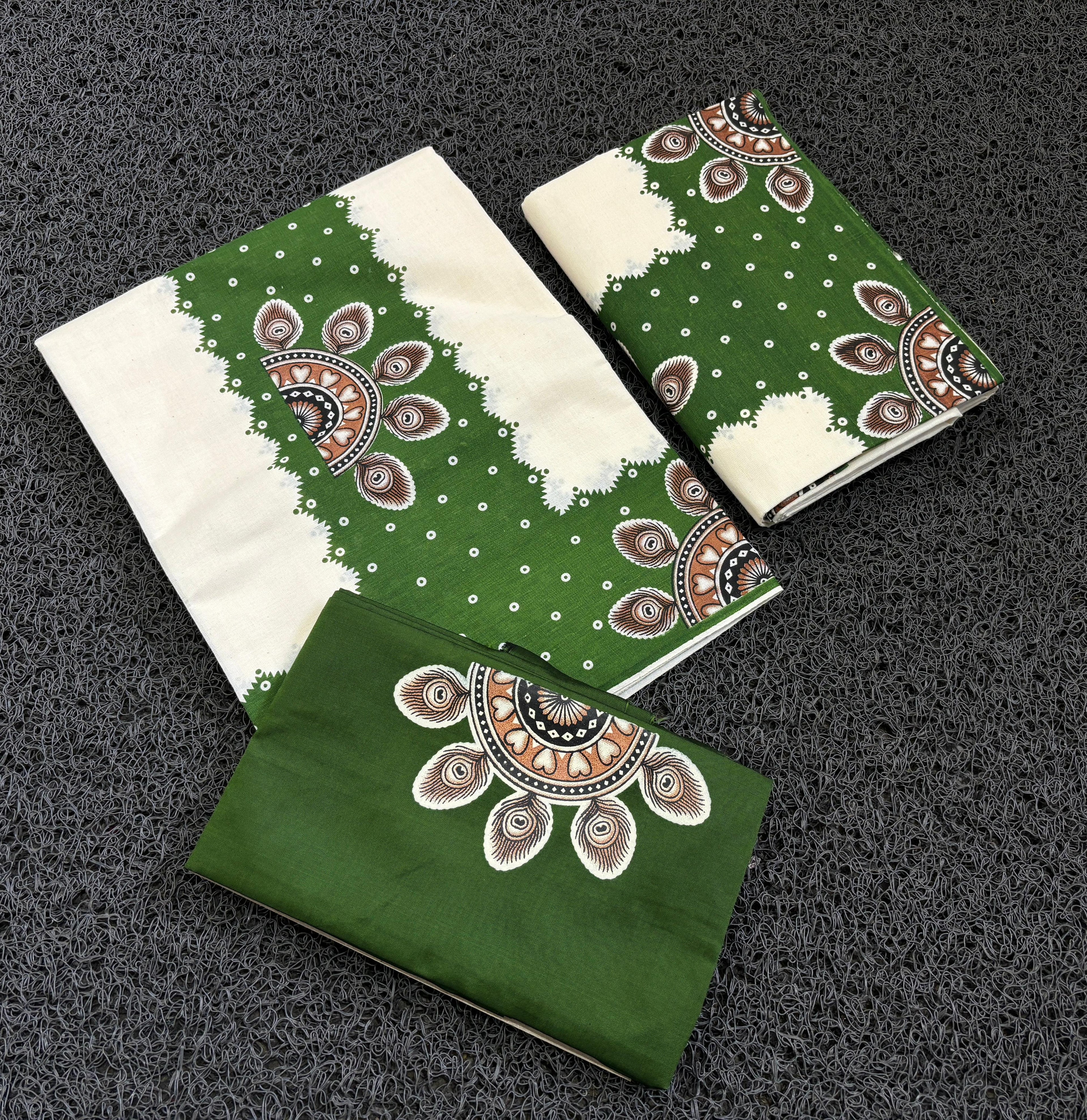 Cotton set mundu mural with blouse print 2.80