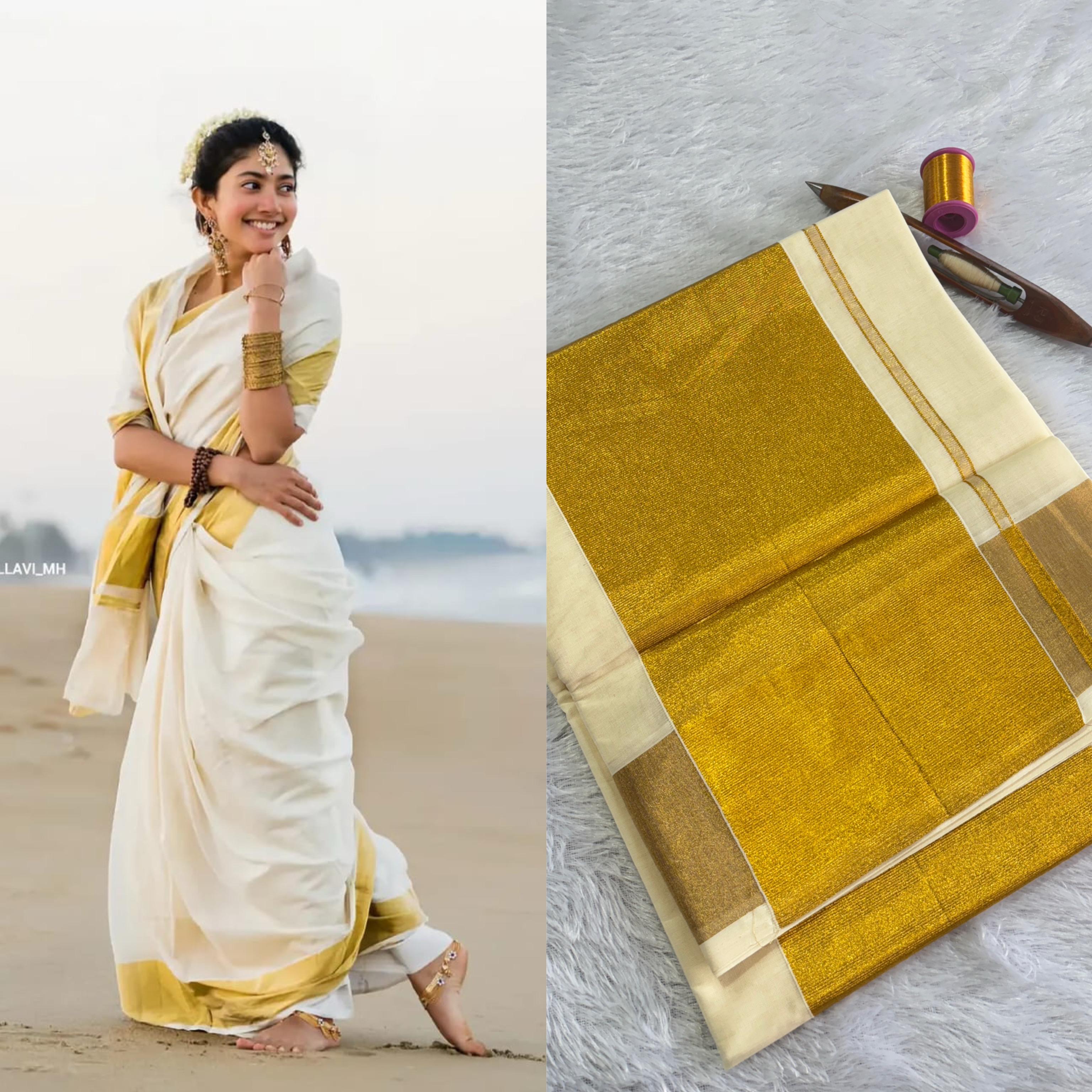 Sai palavi inspired Big kasavu Border saree