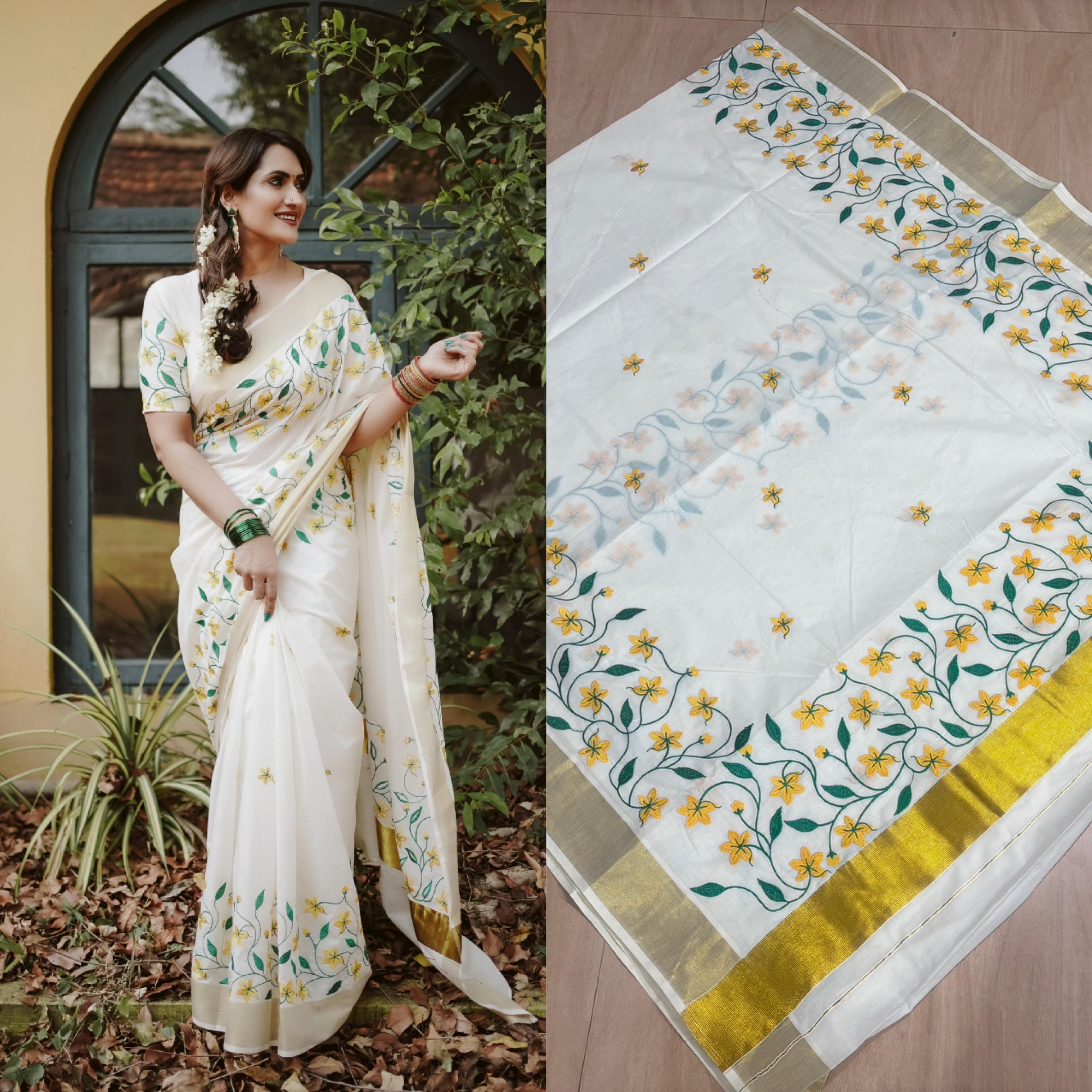 Kannikonna-2 Embroidery Cotton saree