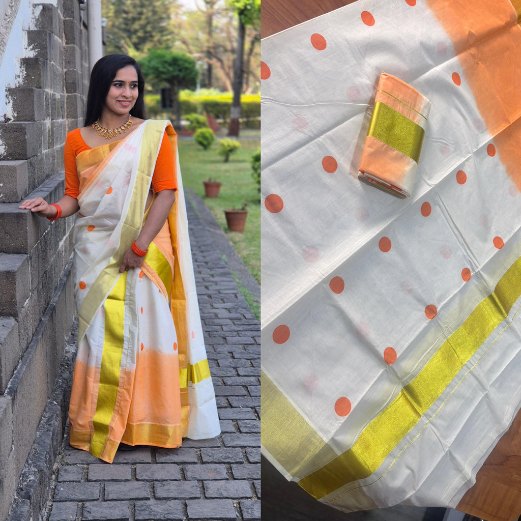 Tye and dye polka set mundu 2.80