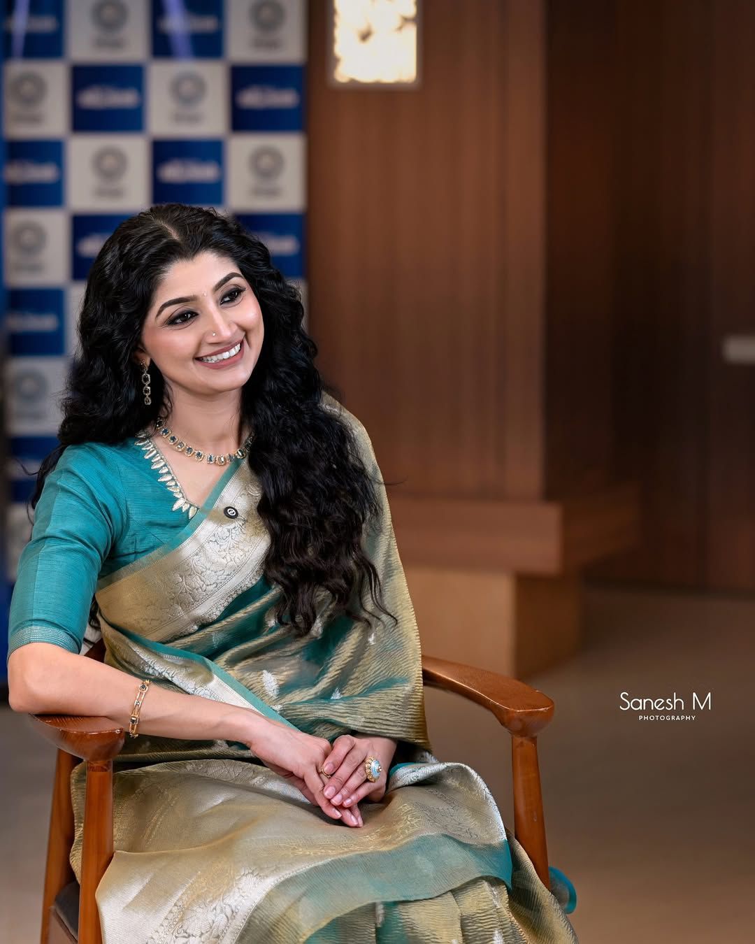 Divya Unni inspired crushed tissue saree