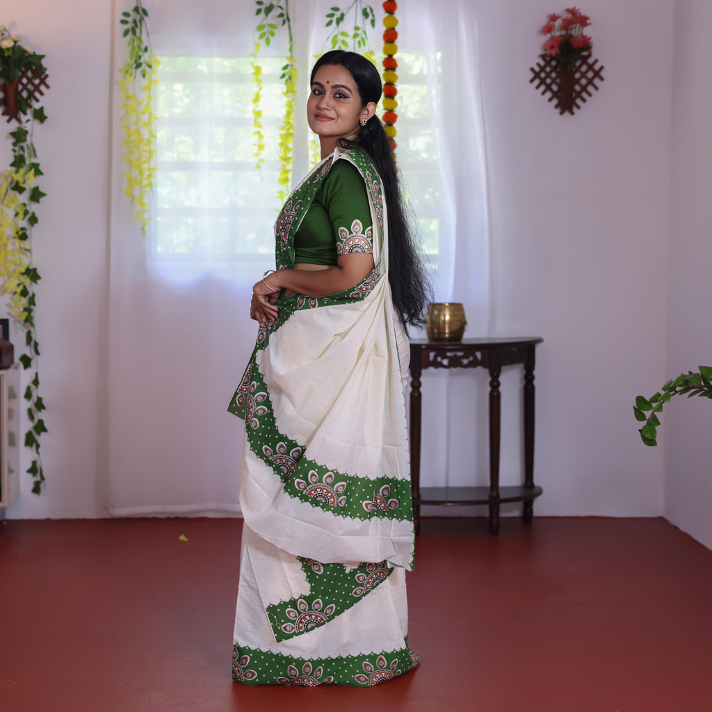 Cotton set mundu mural with blouse print 2.80