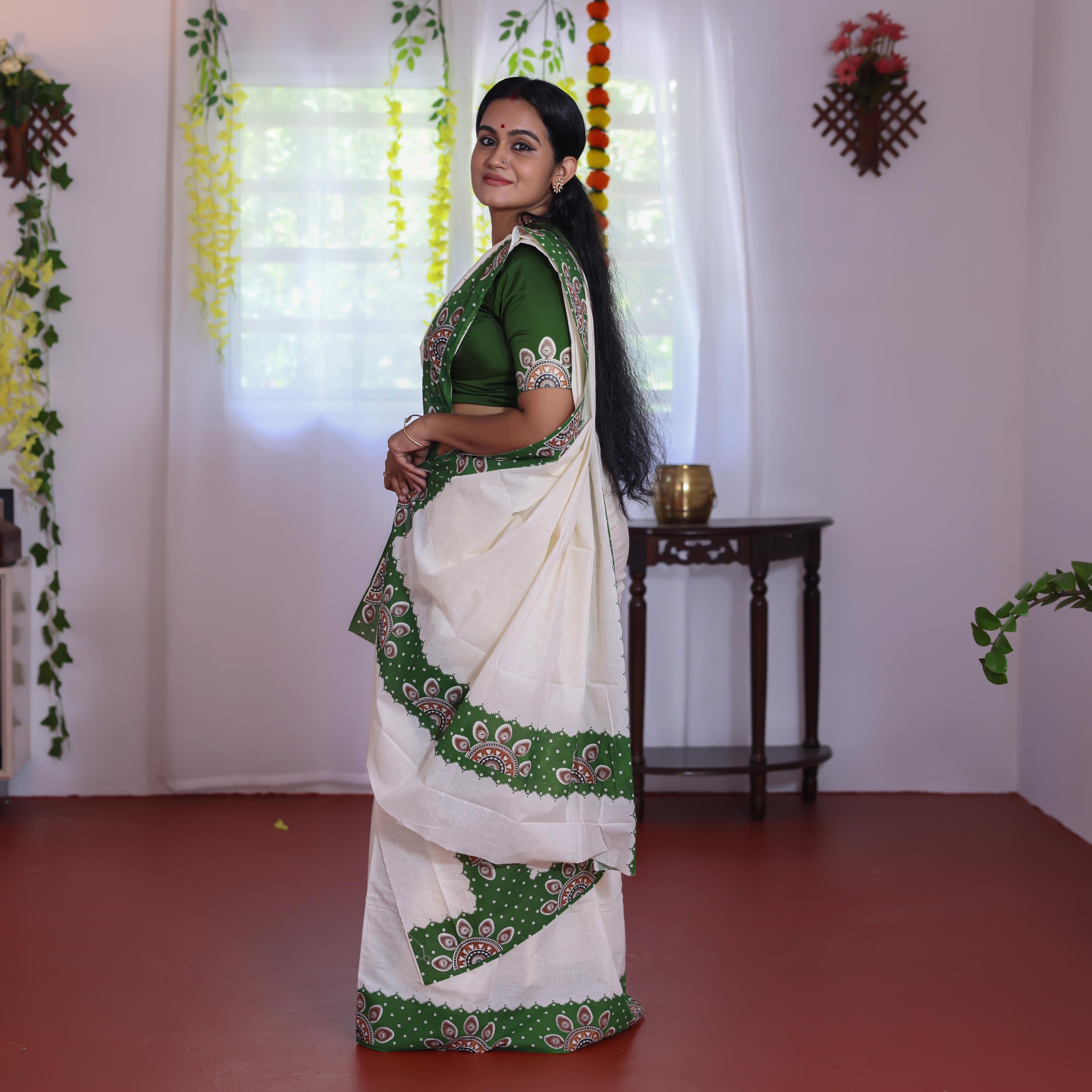 Cotton set mundu mural with blouse print 2.80