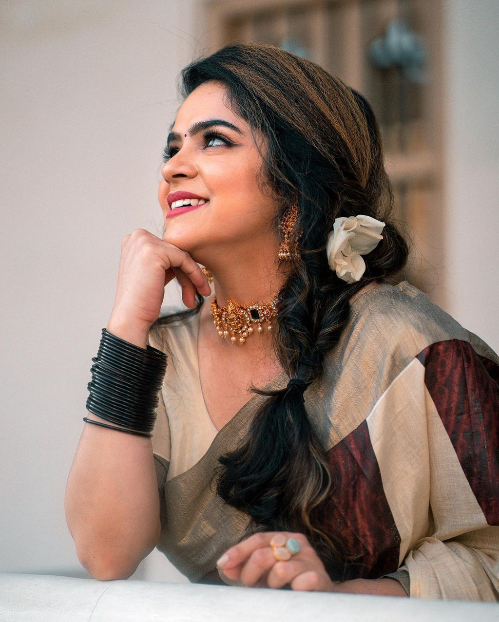 Coffee brown temple saree