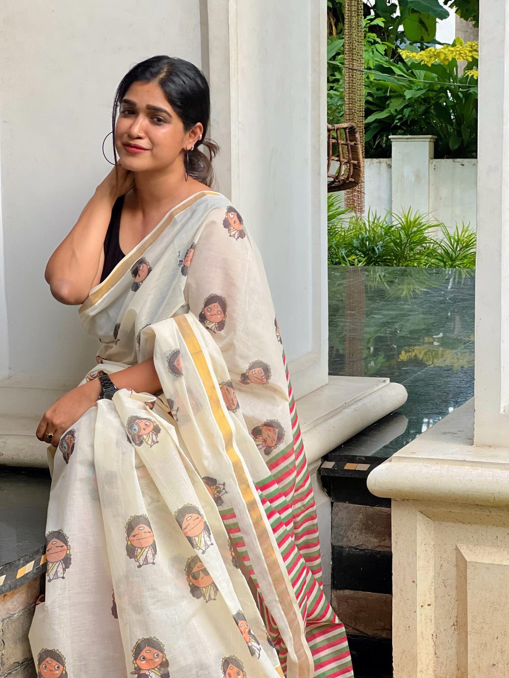 Peraly maany inspired doodle cotton saree