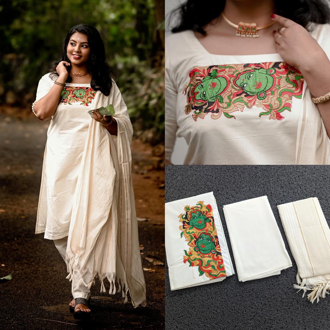 Radha Krishna embro churidar unstitched material