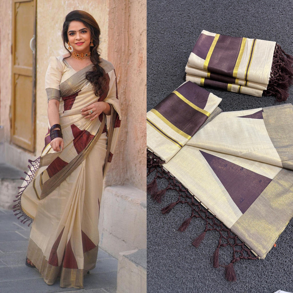 Coffee brown temple saree