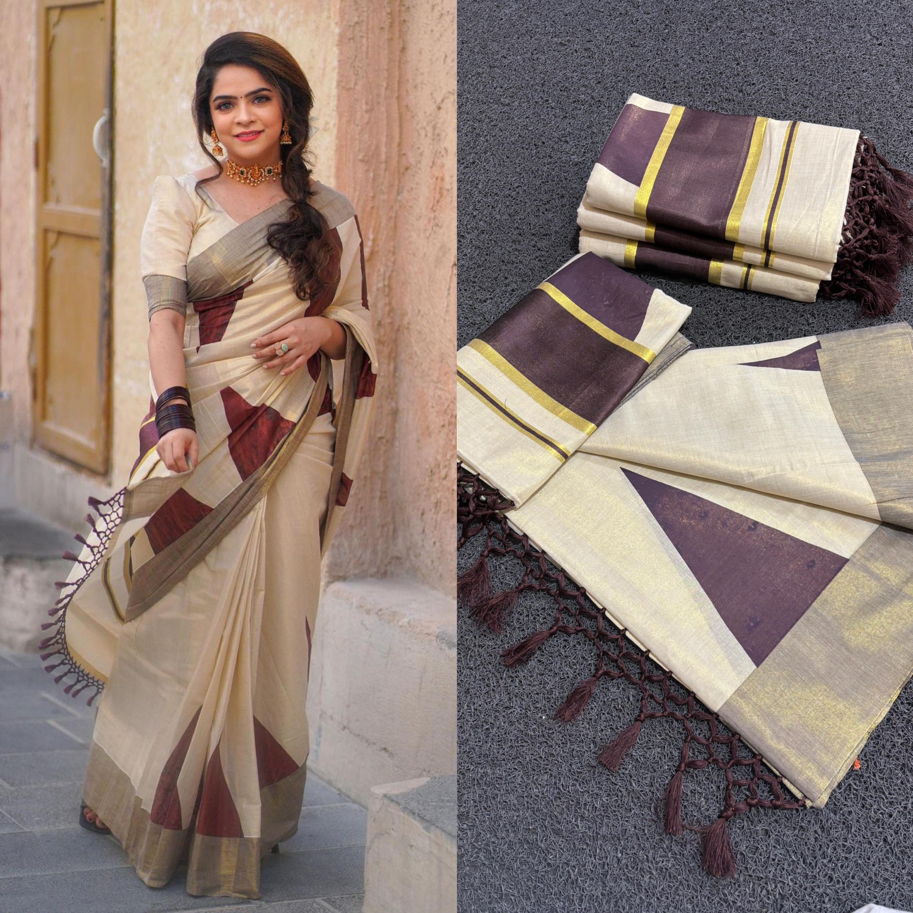 Coffee brown temple saree