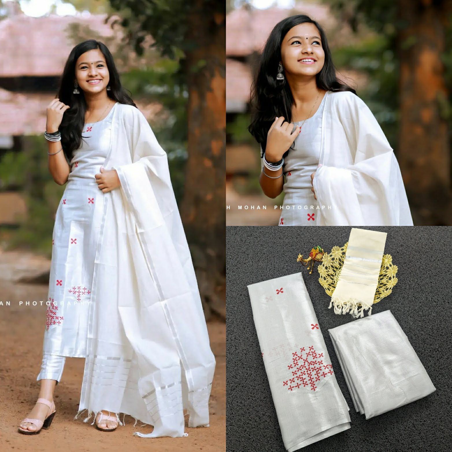 Techipoo silver tissue chudidar set material unstiched