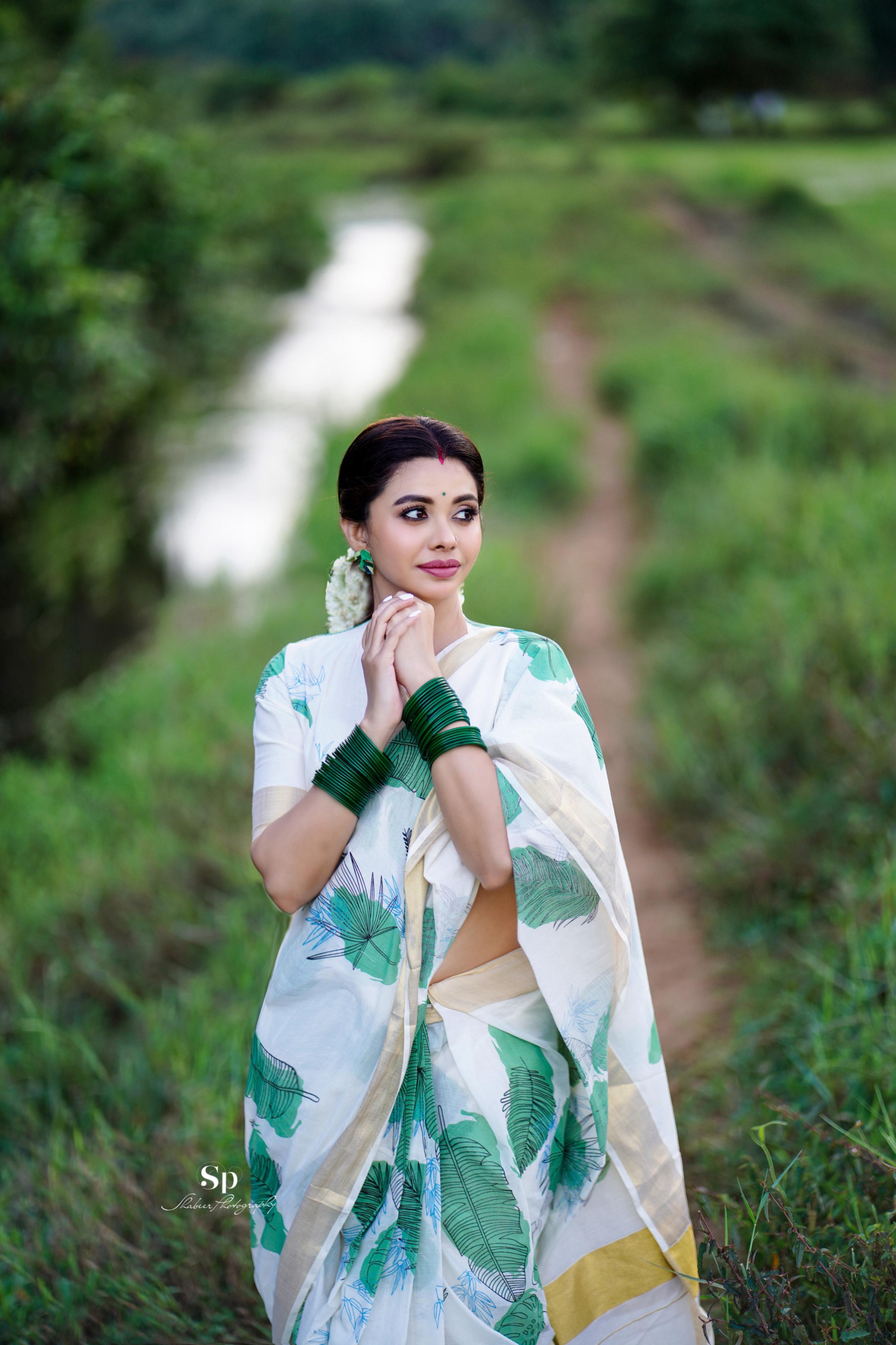 Green leaf saree