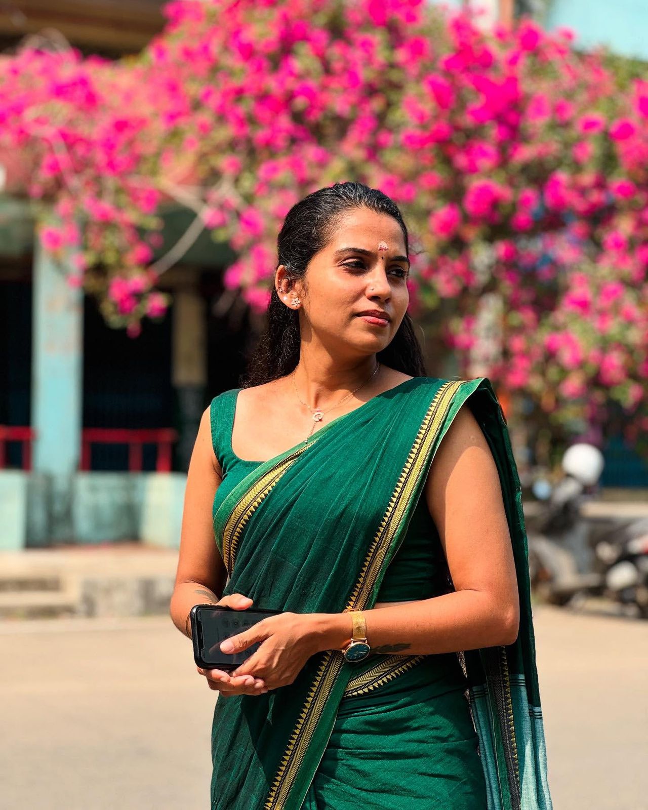 Chettinad micro temple border pure cotton sare