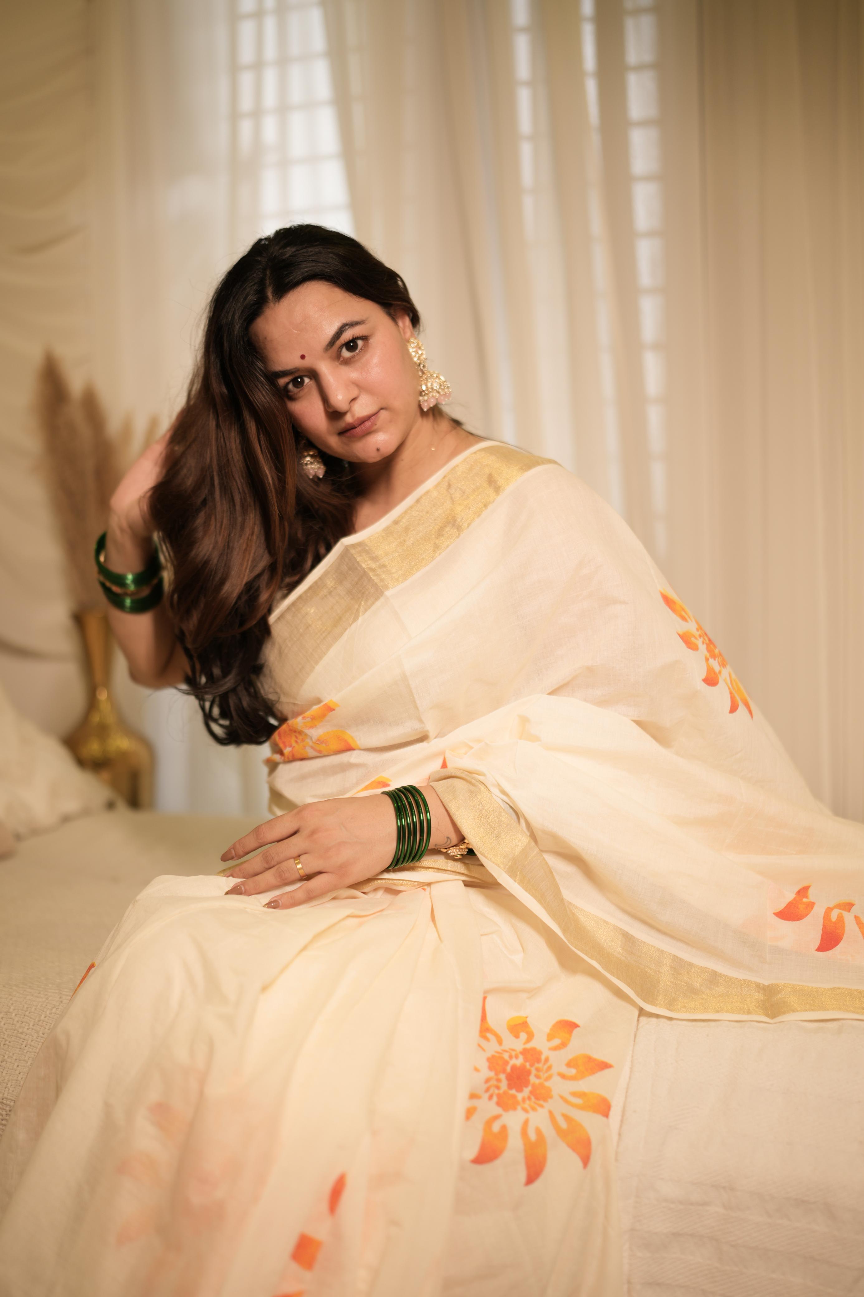 Cotton sunflower saree